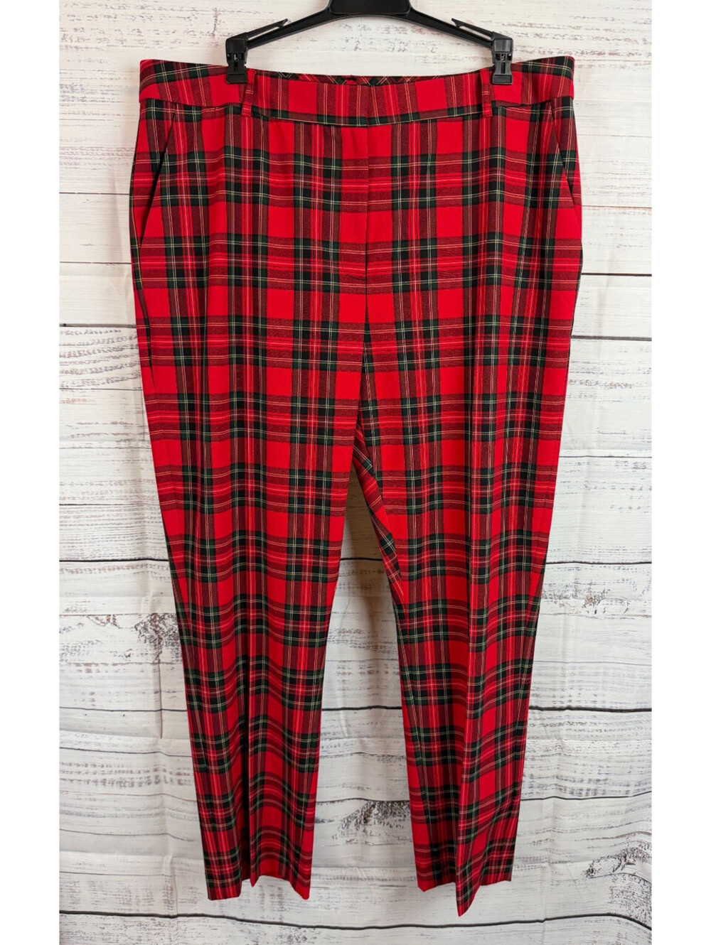 ALEX MARIE Red Tartan Plaid Cropped Holidays Christmas High Rise Pants 16 NWT